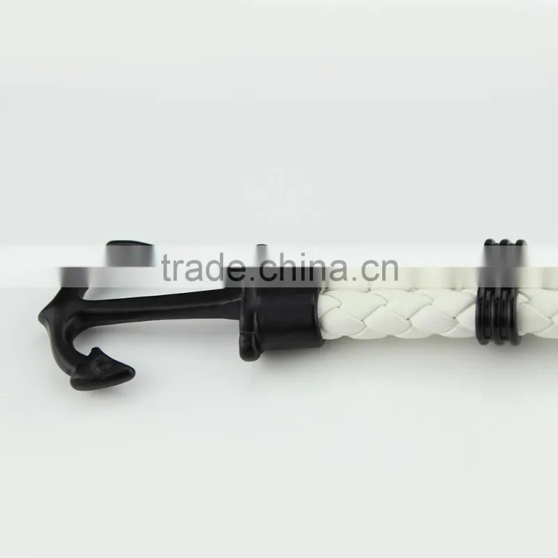 Hot Sale Mens PU Leather Bracelet Handmade Anchor Bracelet