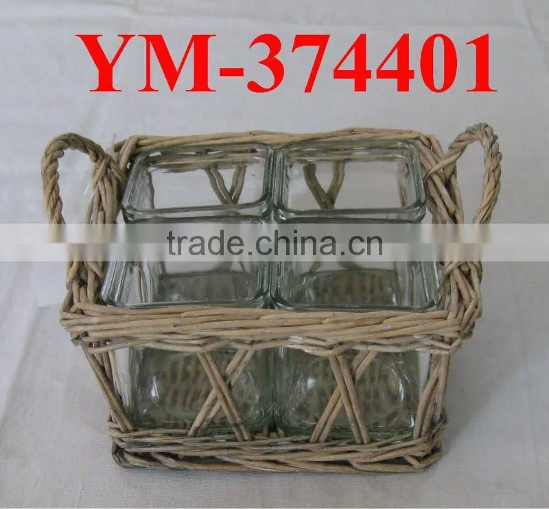 cheap small wicker candlestick holer
