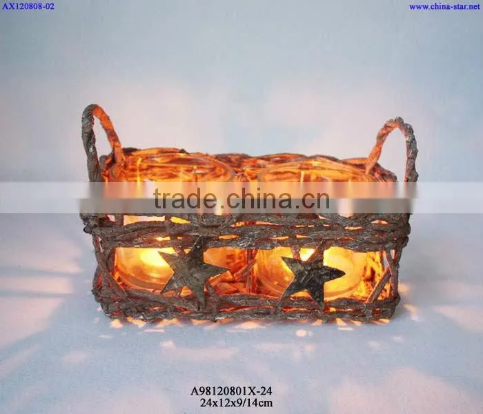 rattan candle holders