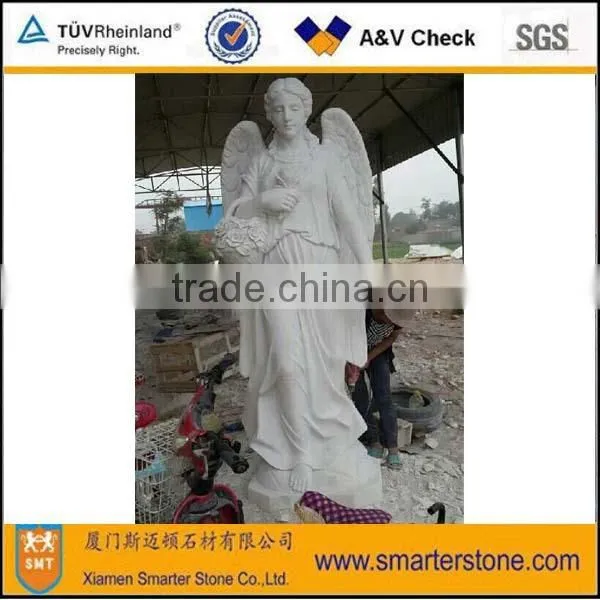 White Stone Angel Statue, Marble Statue Carving, Beautiful Lady Statue