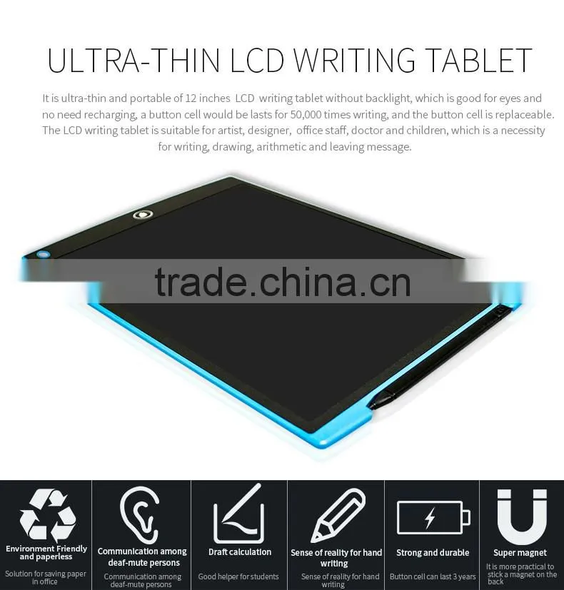 12.5 Inch paperless LCD Writing graphic tablet for kids to write