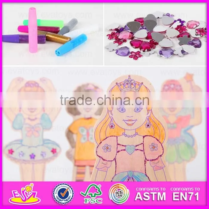 2016 new design children wooden diy drawing toy W03A084