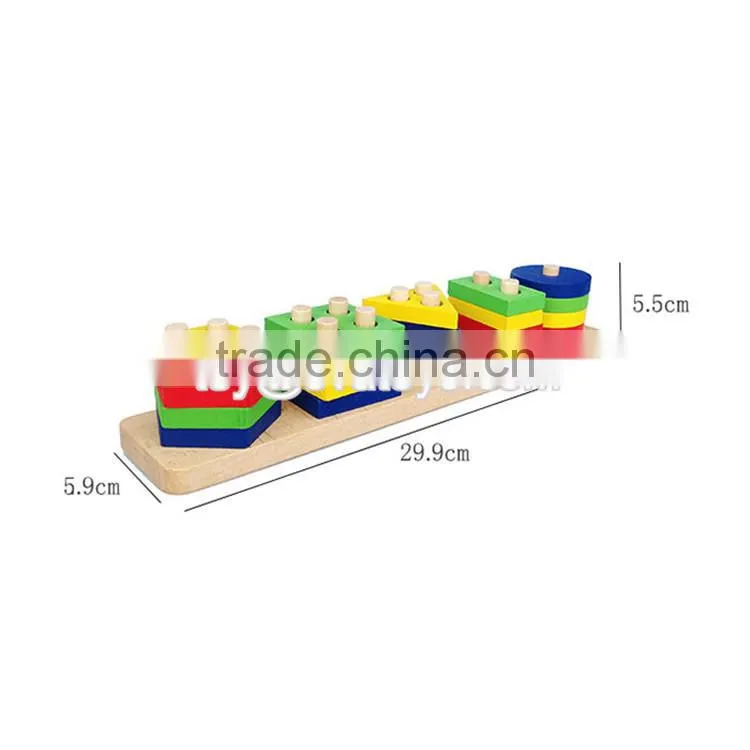 Hot sale preschool stacking geometry blocks wooden baby sorting toys W13D112