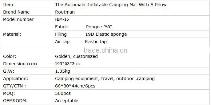 Self Inflating Mattress Mat Camping Mattress with Pillow