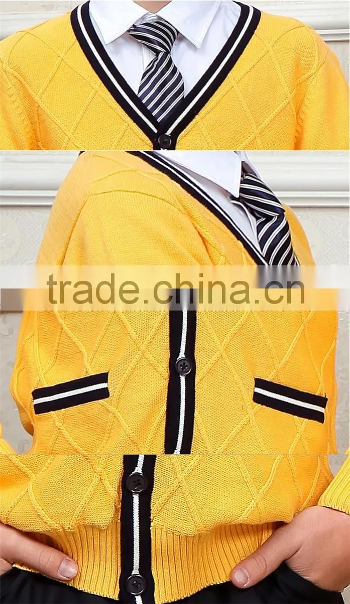Cheap price pure color knitted school uniform manufacturers