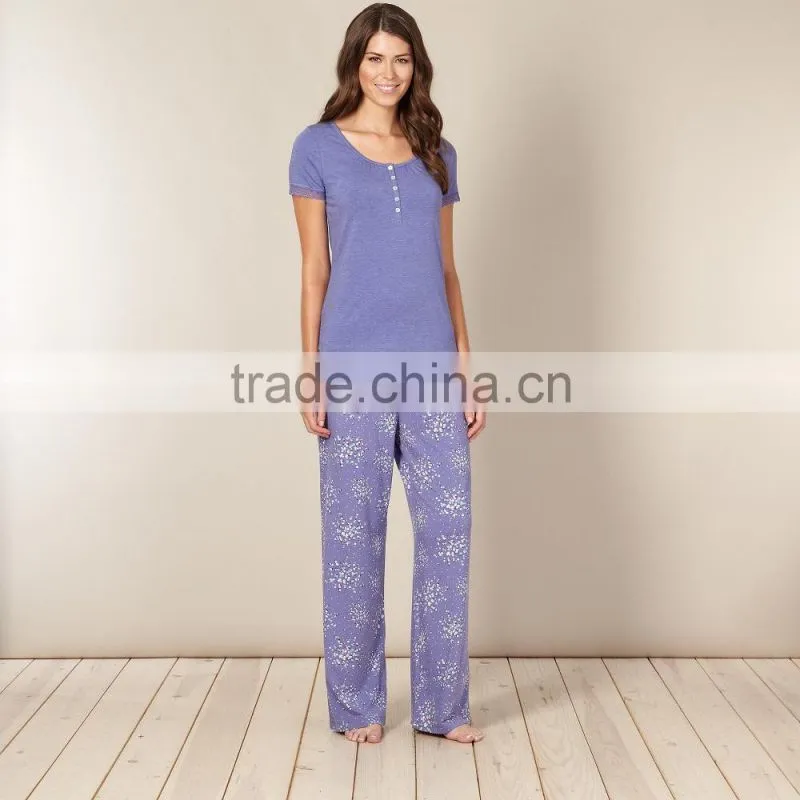 Designer blue floral jersey pyjama set