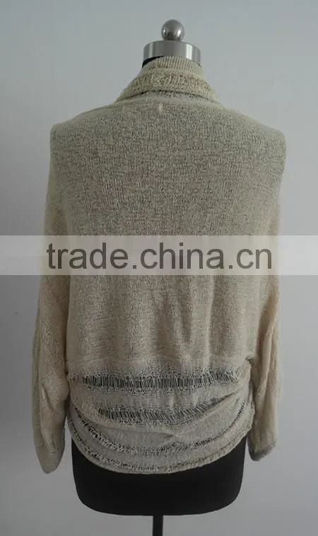 Fashion lady/girl latest loose knitted poncho sexy sweater
