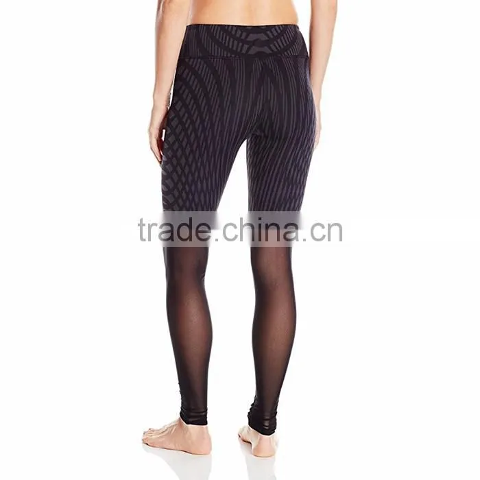 High quality custom quick dry fitness yoga leggings with mesh panel