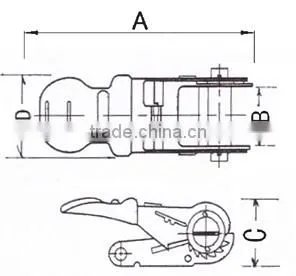 with 1" steel handle zinc plated ratchet,for 25mm lashing belt,