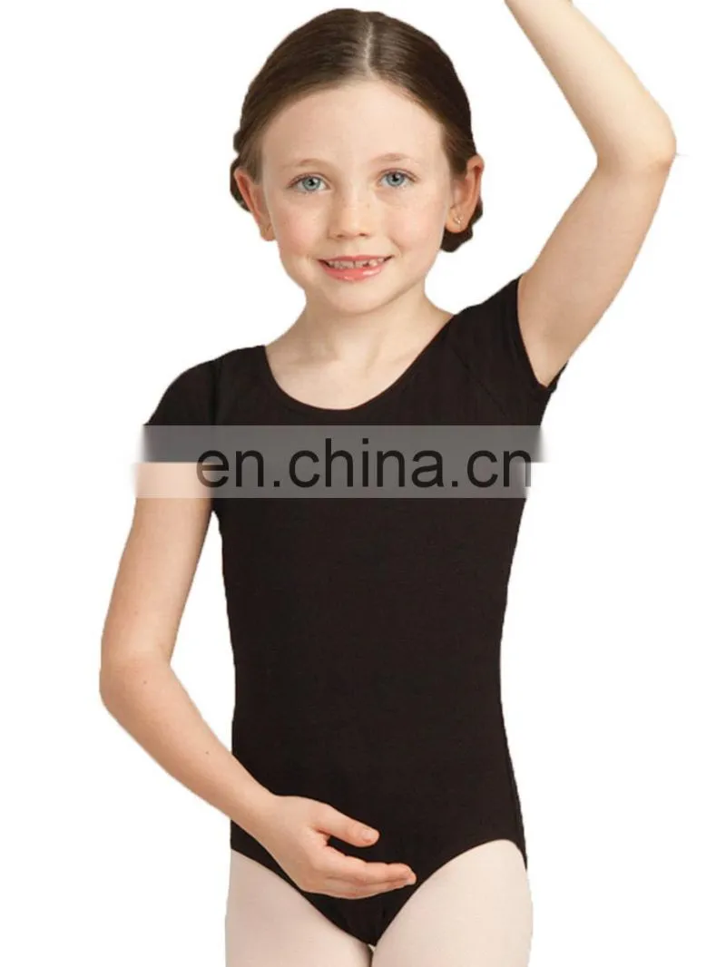 Black Mesh Short Sleeve Design Nylon Material Ballet Girl Leotard Dance Leotard