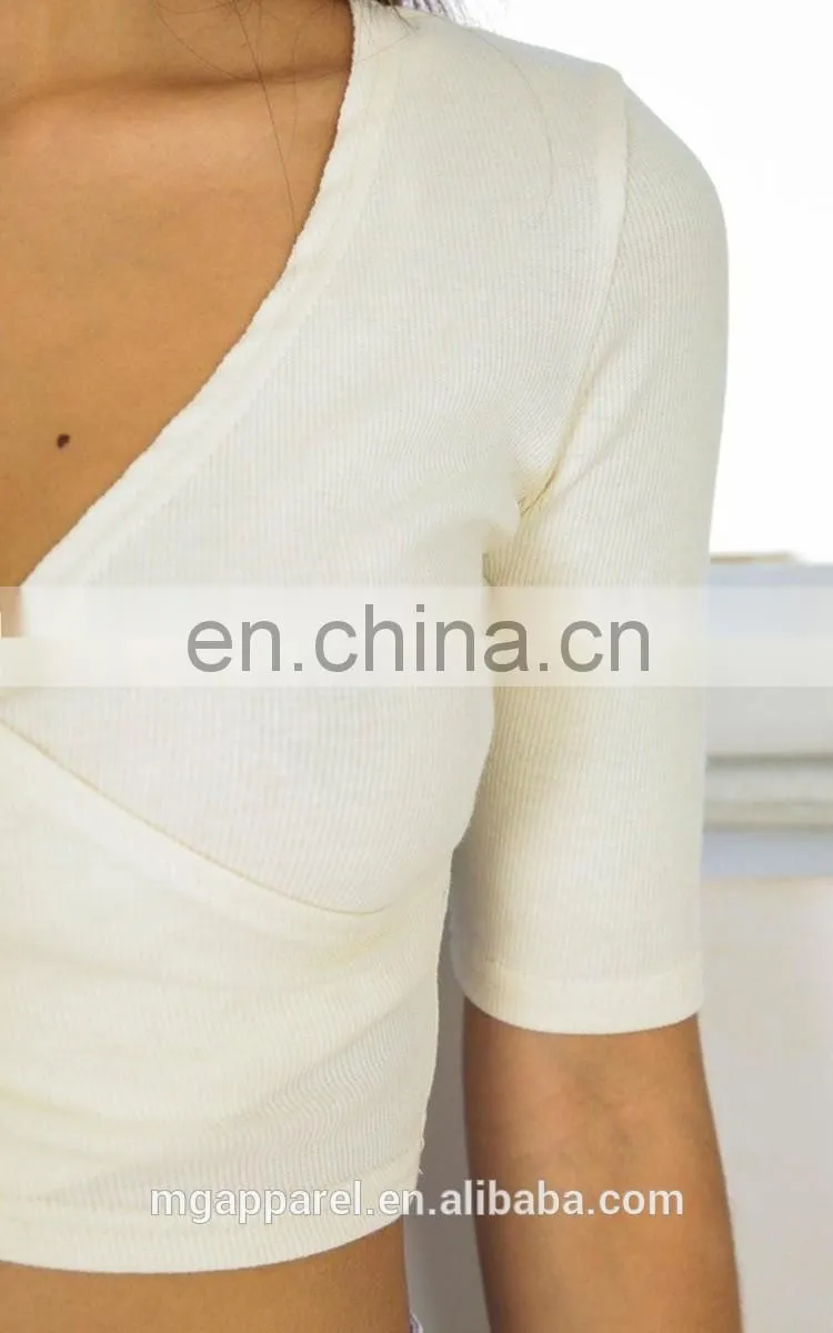 Wholesale ladies sexy crop top v-neck women crop top