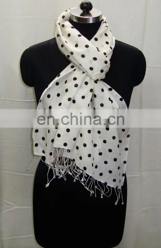 Light weight thin wool printed scarf
