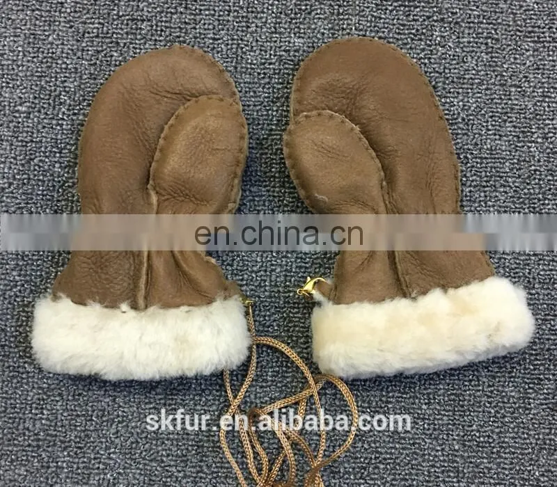 China factory wholesale genuine sheepskin fur leather gloves for men and kids
