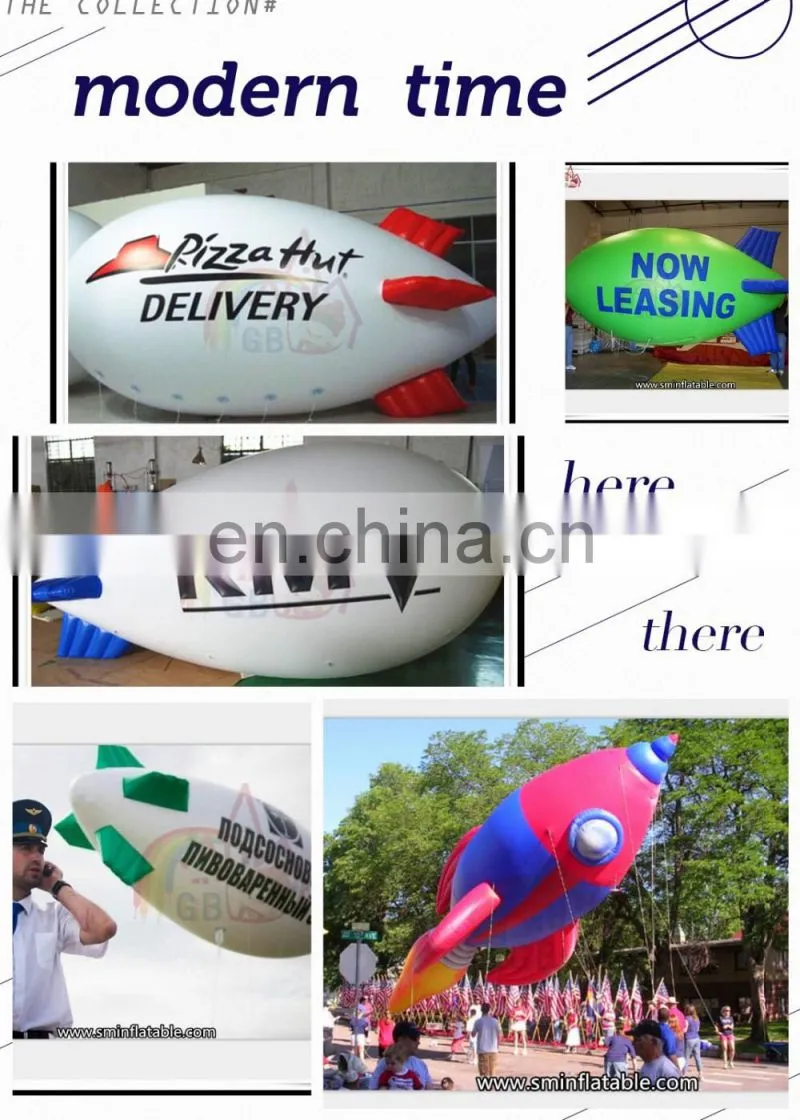 Hot selling inflatable white helium blimp, inflatable pvc zeppelin airship for outdoor display/advertising event