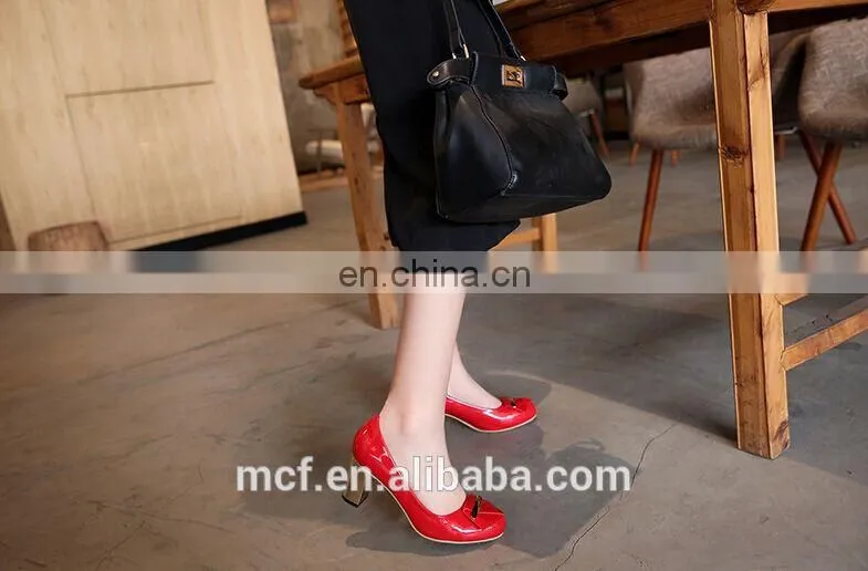 MCH-2394 New style 2017 fashion red professional women OL metal chunky wedge heels shoes round toe high heel shoes suppliers