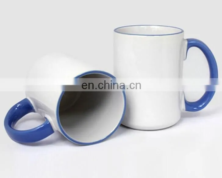 11oz Rim Color Handle Mug Blue