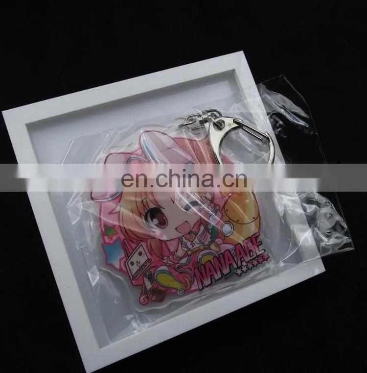 Customized clear green cartoon acrylic keychain laser cut