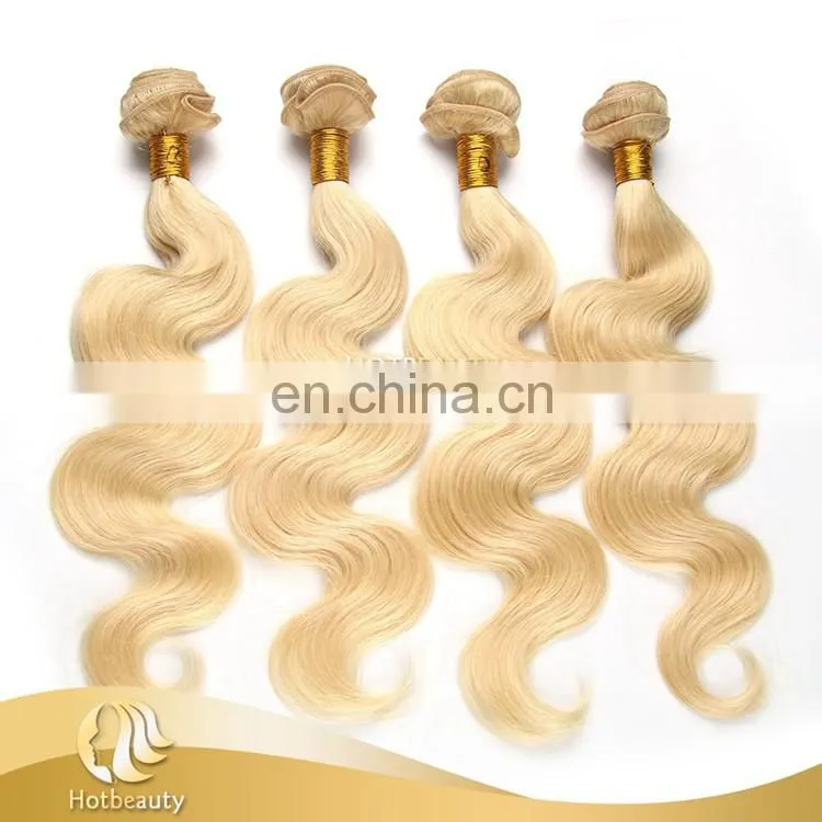 Hot sale natural blonde curly hair extensions, human hair body wave.