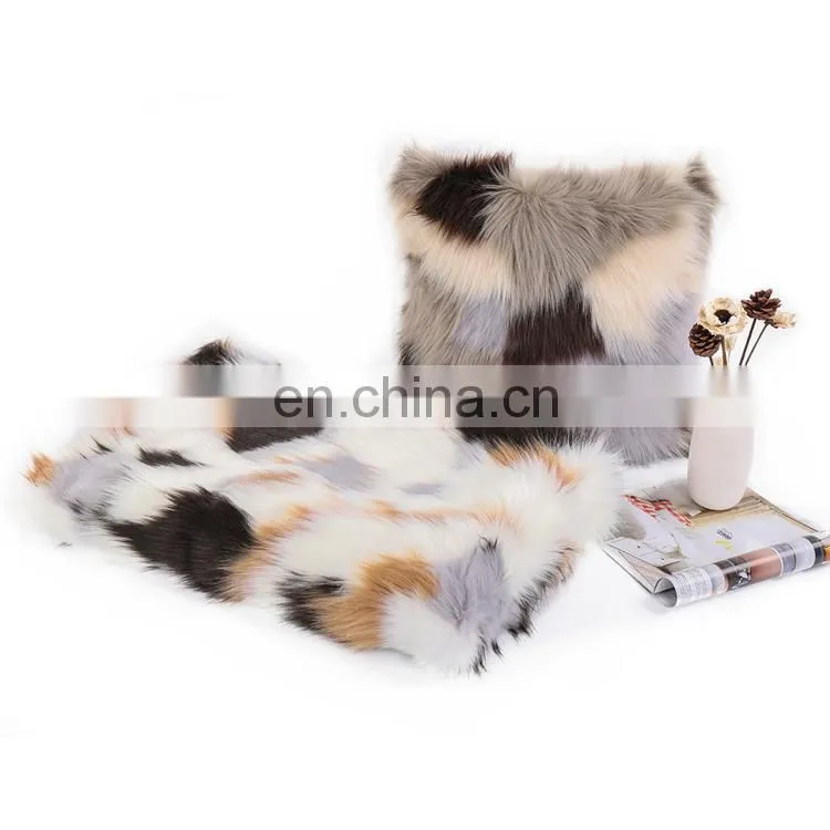 Manufacturers colorful Plush Soft Faux Fur Cushion Cover