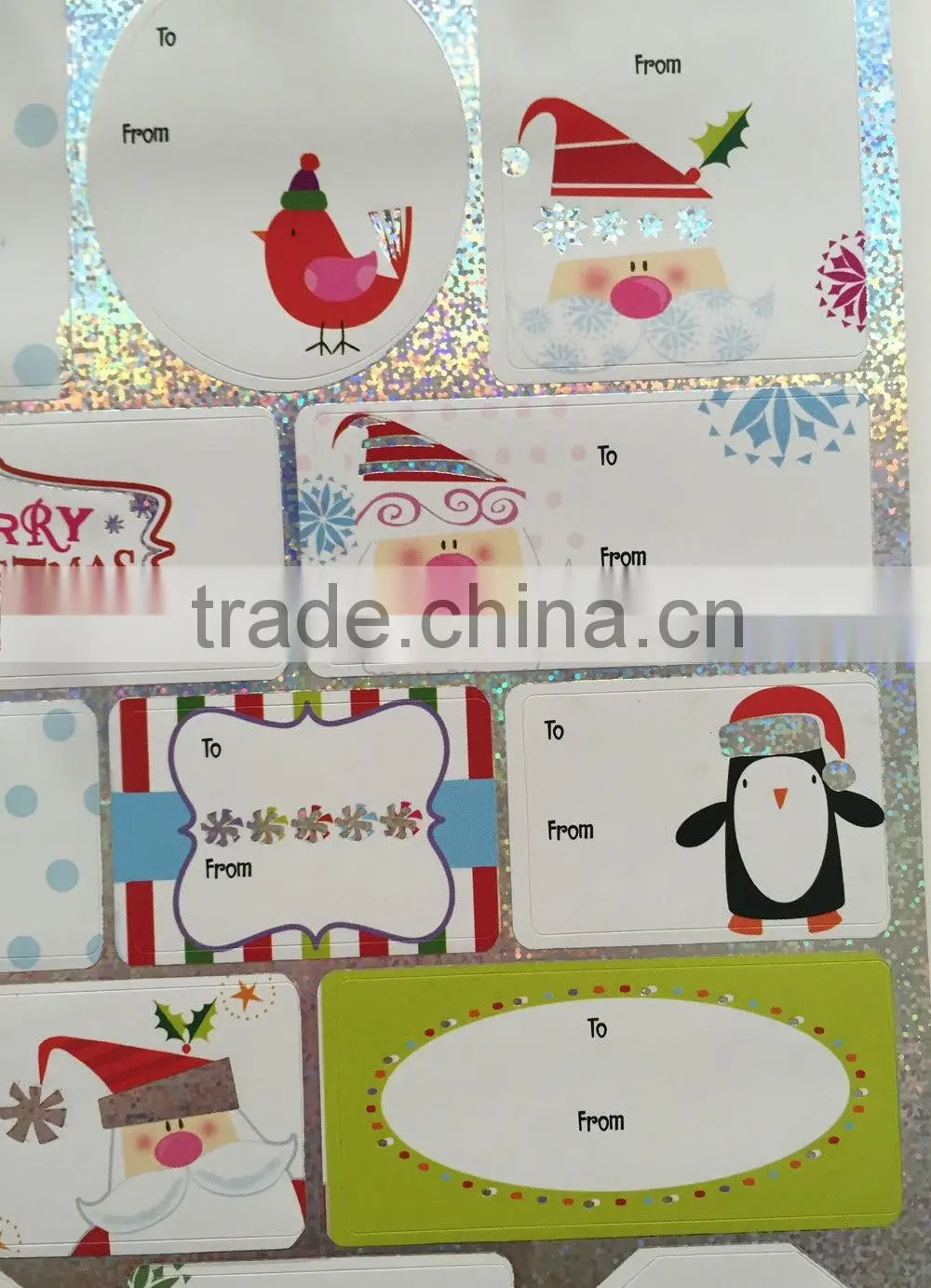 Holographic, Foil, Silver Stamp Xmas Gift Tag Labels Sticker Book