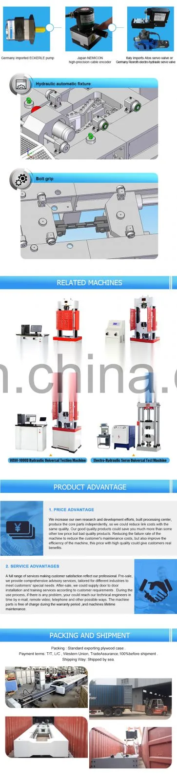 Customized! Computer Control Eletro Hydraulic Horizontal Webbing Sling bolt Tensile testing equipment from China