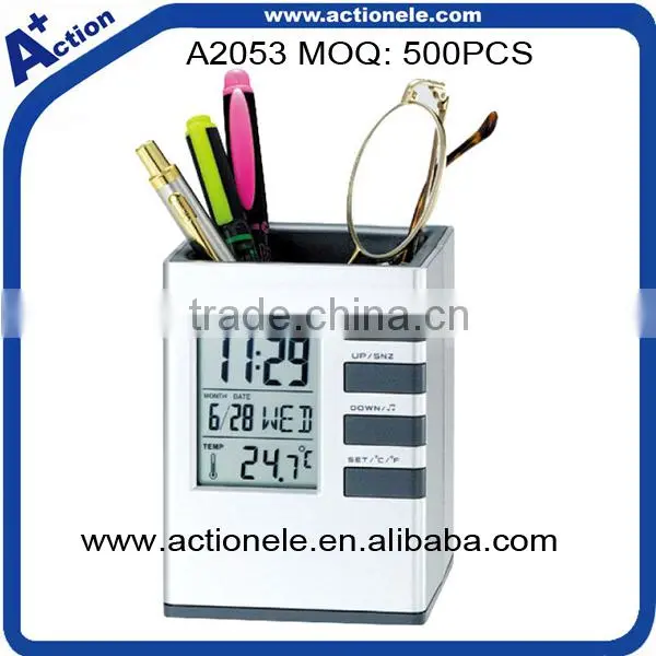 Promotional Digital Desk Penholder Clock