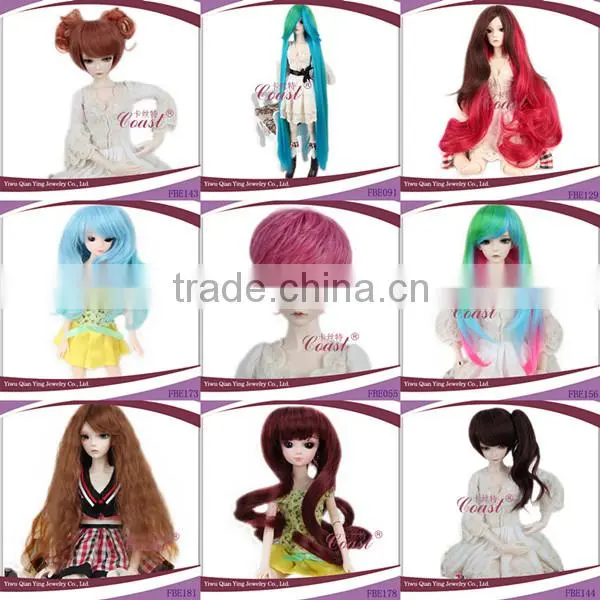 very beauty long curly red synthetic BJD doll hair wig wholesale price