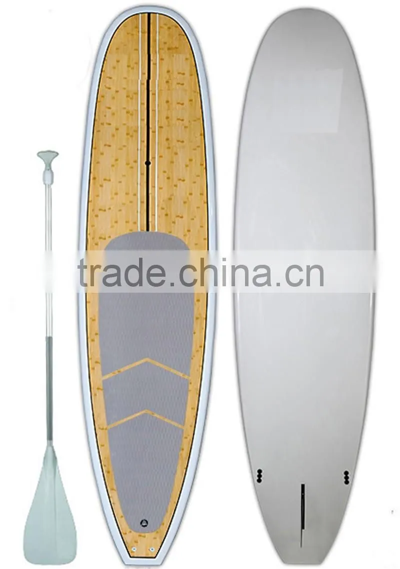 Epoxy fibergalss bamboo sup paddle board with eps foam core