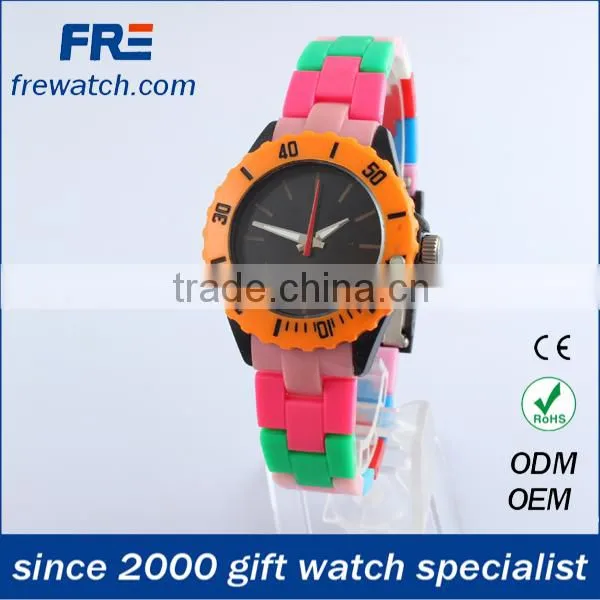 hot selling eco-friendly plastic watch with japan movement fashion plastic mixed color watch