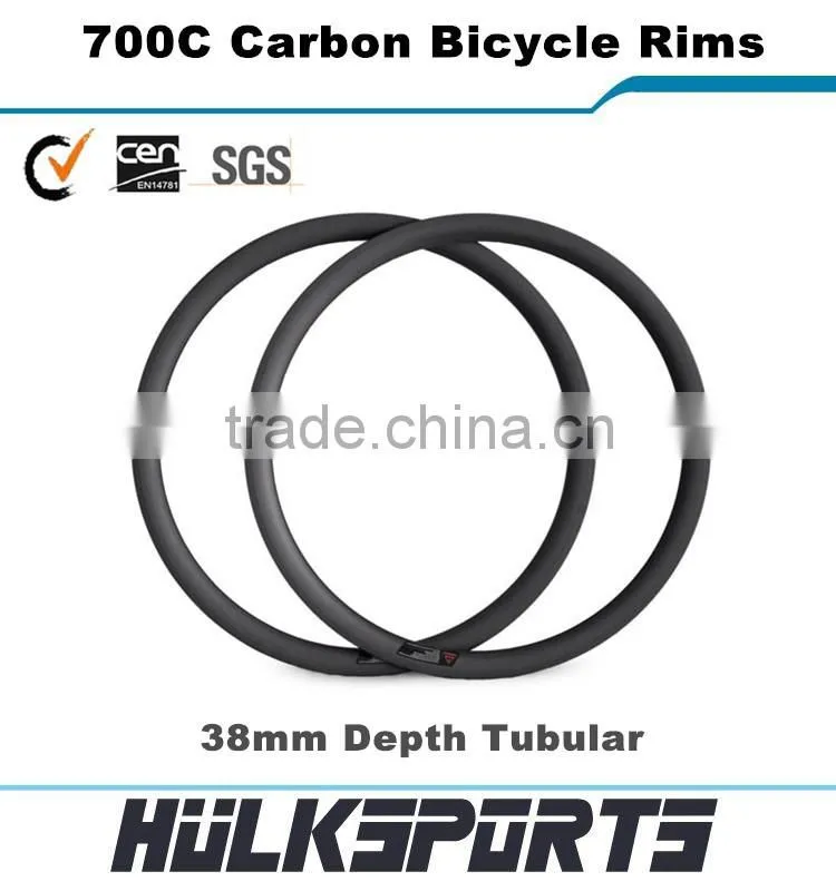 Wholesale carbon bike tubular rim 38mm profile 700c carbon bicycle rims 16-36 holes road bicycle wheels