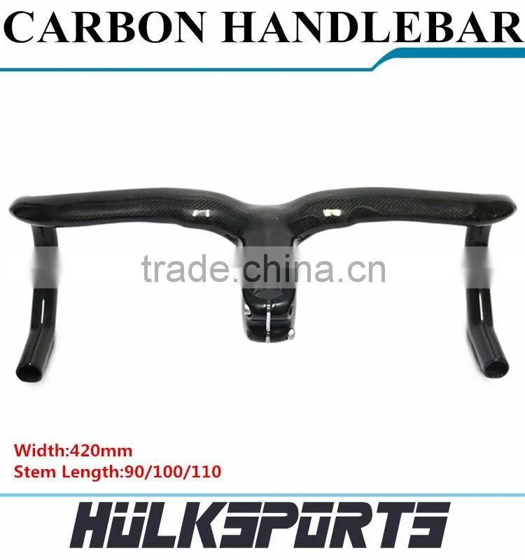 Factory Directly Supplier Carbon Road Handlebar 3K Glossy Finishing 420 mm * 90/100/110 Road Handlebar 700C Road Handle Bar