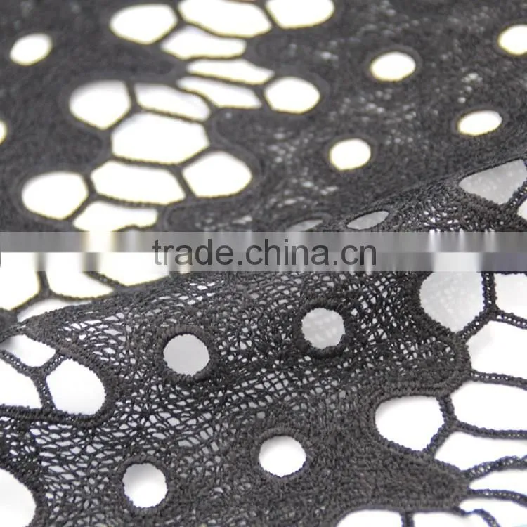 Good price excellent quality black polyester water soluble chemical lace fabric