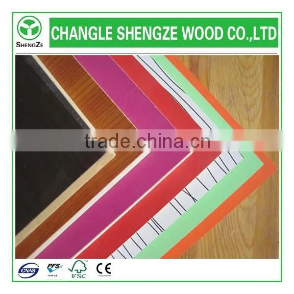 High Quality Colorful 18mm Laminated MDF Board from SHENGZE manufacture