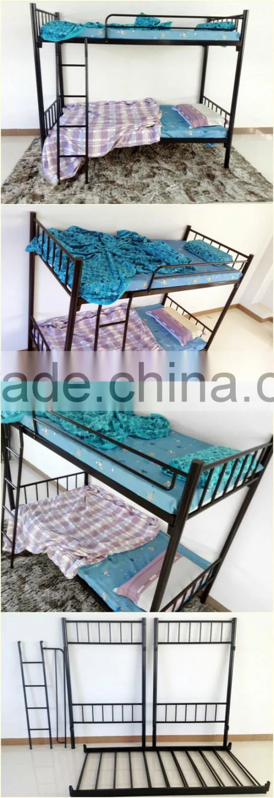 180 KGS Load Capacity metal double decker bunk bed,school domitory steel bunk bed