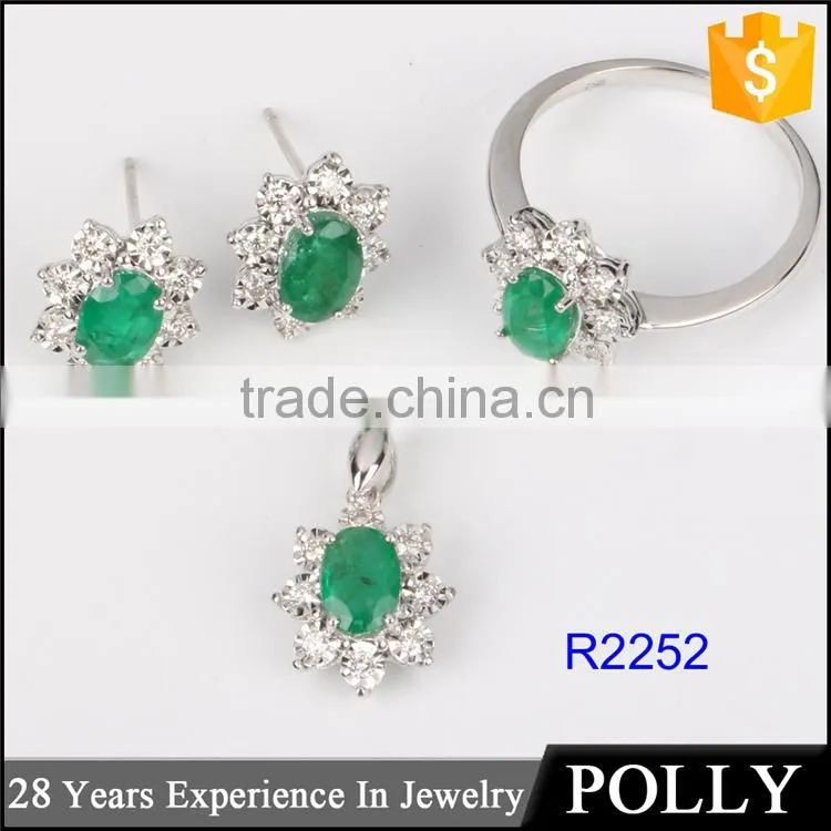 Wholesale latest18k gold engagement ring for girls design gemstone women jewelry set