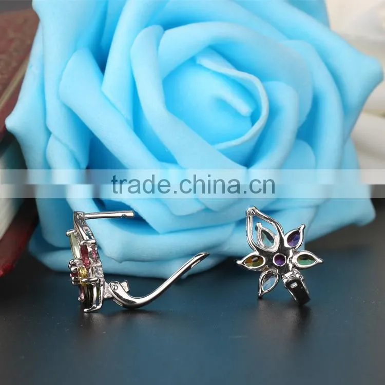 925 Sterling Silver Muilti Color Clip on Earring A quality clear Genuine tourmaline