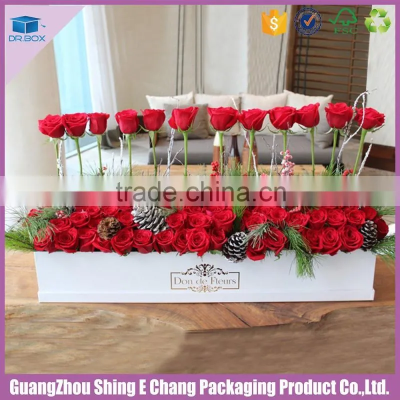 Wedding decoration paperboard gold stamping custom rose flower box