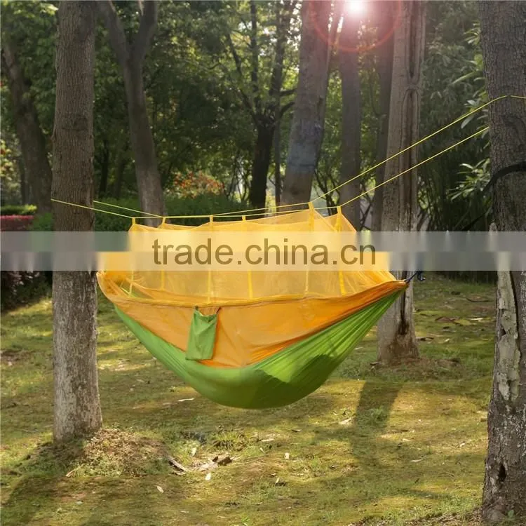 Nylon Fabric Travel Portable Camping Folding Swinging Outdoor Hammocks With Mosquito Netting