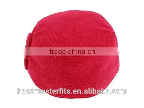 Custom lining 100% cotton red beret with decorative buttons on the side