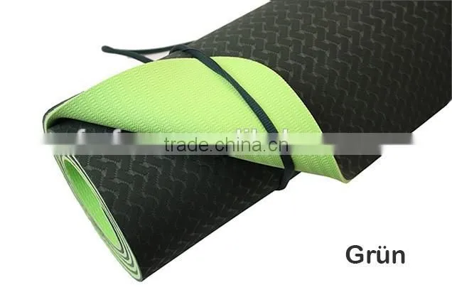 Green Double layer TPE Yoga Mat, pilates mat