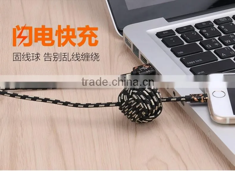 USAMS SJ071 Camouflage Series 1.5m Spot nylon braided cable for iphone6s plus/6s/6/5s 2A Metal Spherical cable for iphone 6plus