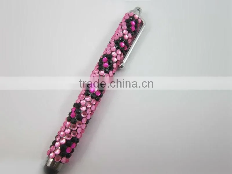 Beautiful bling stylus ball pen for touch screeen phone,ball pen with shiny stone decoration