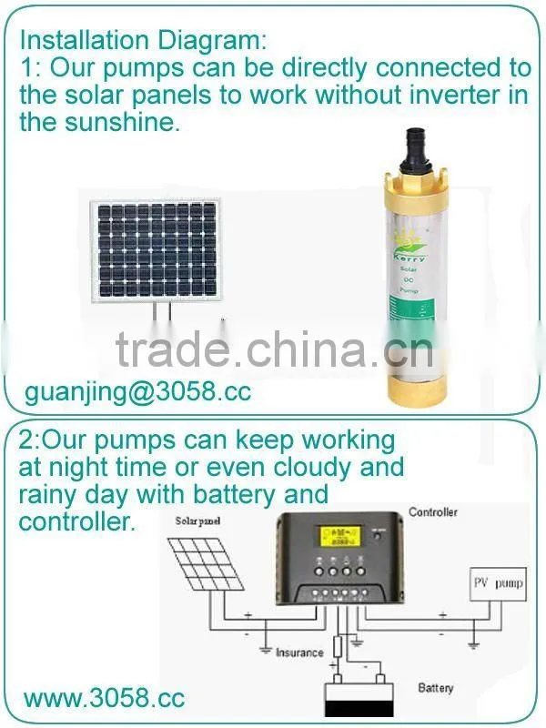 DC Submersible Solar Pump Deep Well for Garden and Waterfall