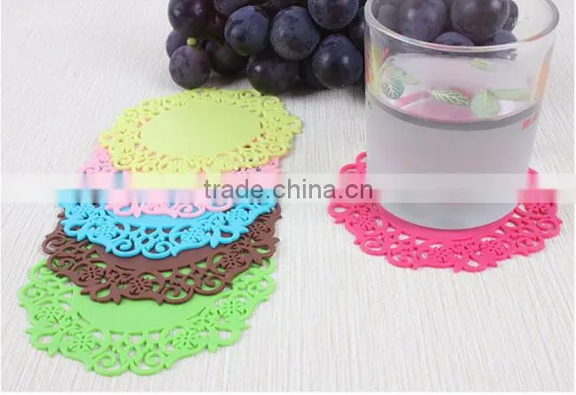 hollow out creative dining table mat silicone cup mat