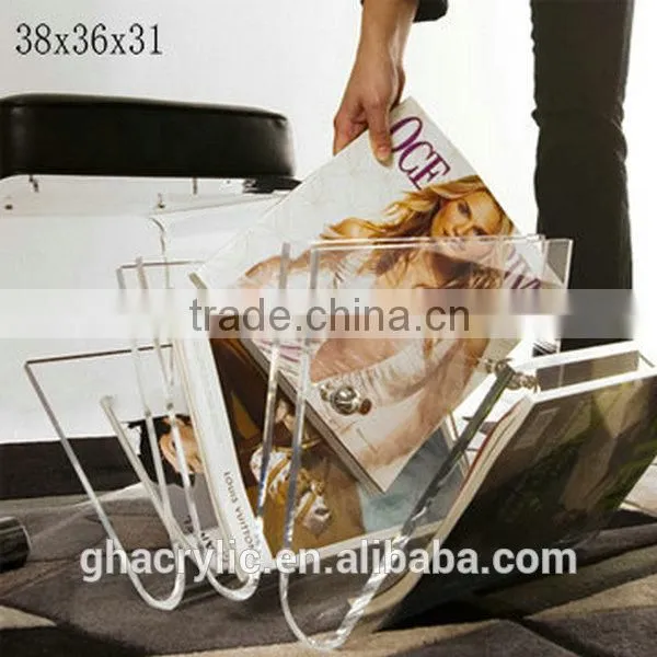 GH-RZ596 acrylic magazine rack, acrylic slat wall magazine rack ,customized acrylic magazine display rack