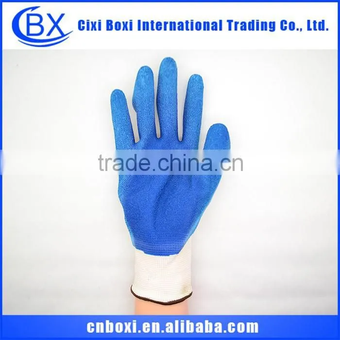 Comfortable orange&white durable safety glove,nylon sandy nitrile glove