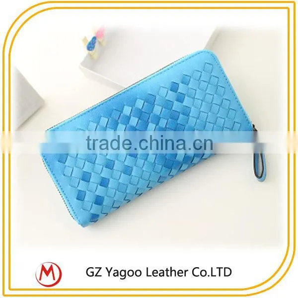 2015 Most Fashion weave calf leather / pu leather wallet