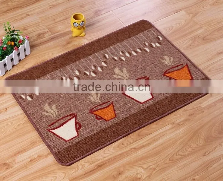 The New Design Coffee Cooking Theme Loop Pile Polyester Printing 40*60cm Kitchen Door Floor Mat Rug Carpet