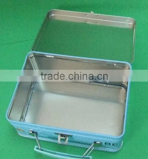silver tin lunch box/tin lunch box with lock and key