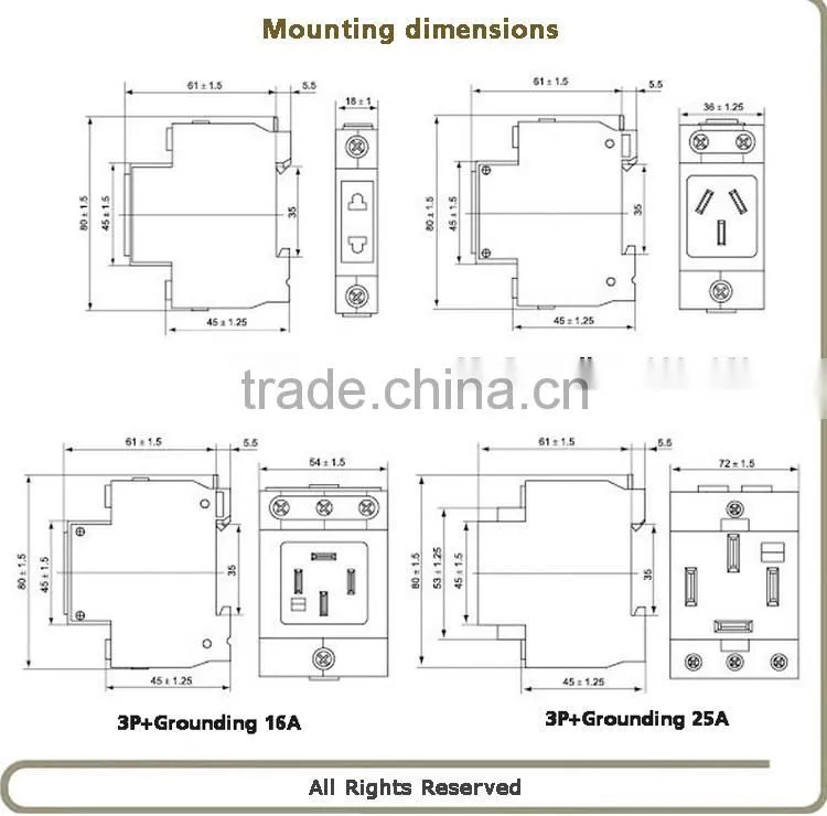 AC30 16A DIN RAIL modular socket, distribution box socket
